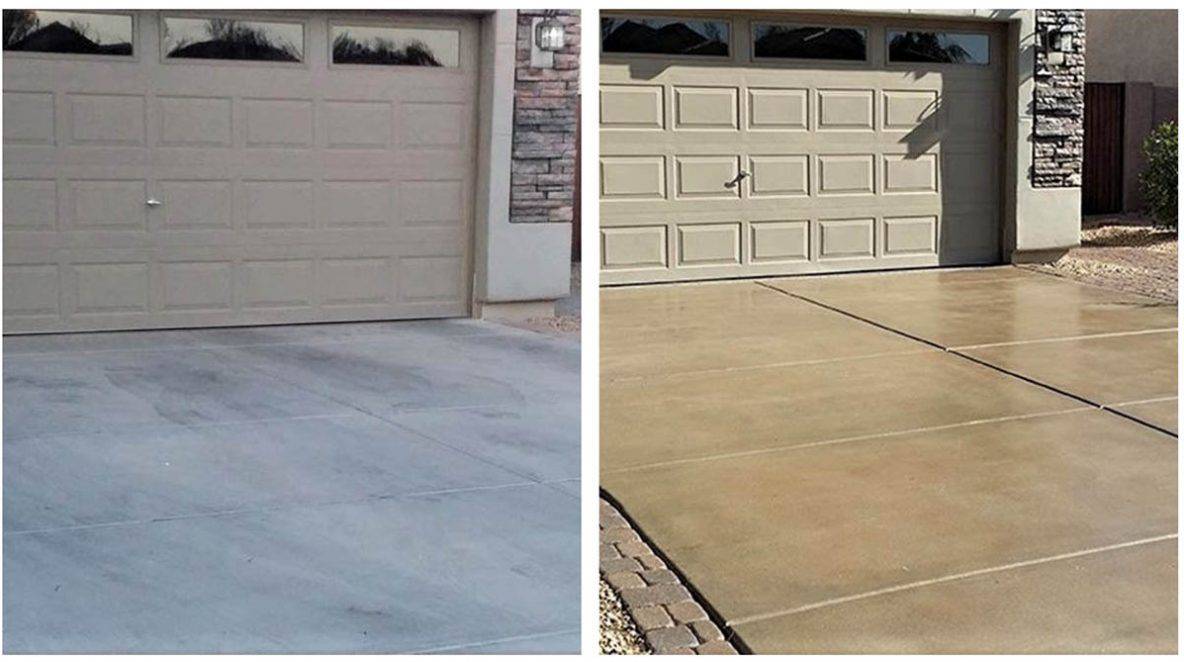 drivewayconcretestainandsealbeforeandafter Garage Floor